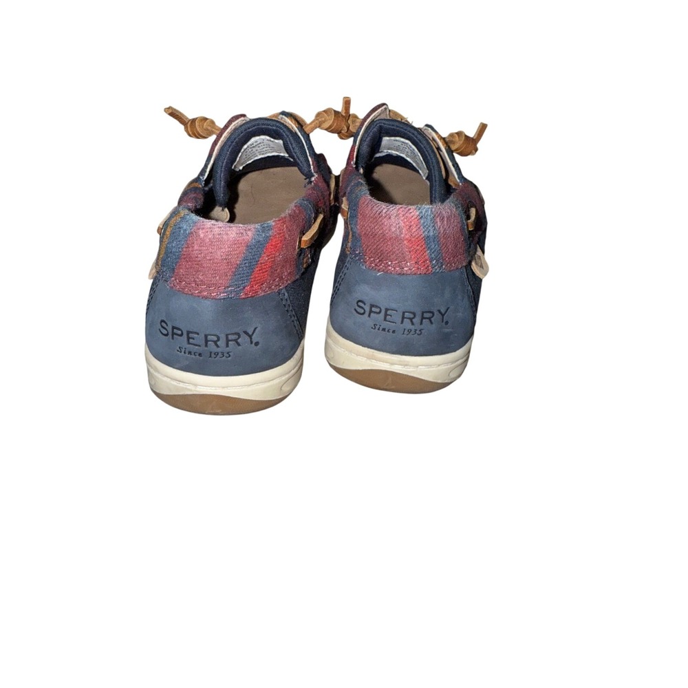 Sperry Top-Sider Plaid Flannel Boat Shoes Navy Blue Womens Preppy 7.5 - Picture 5 of 5